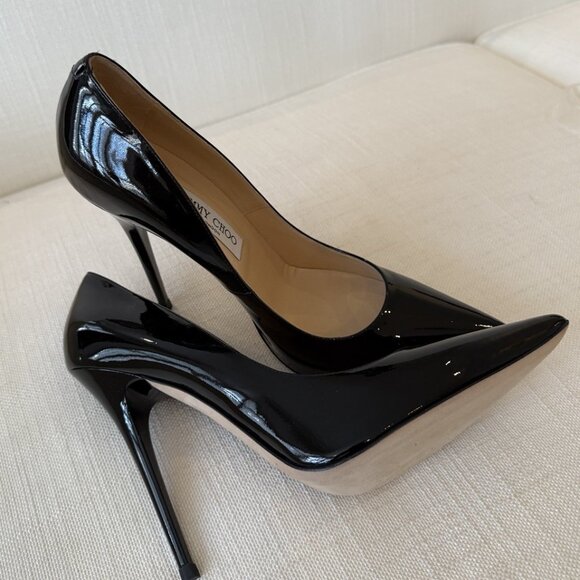 Jimmy Choo Shoes - Jimmy Choo Anouk Black Patent Leather Heels